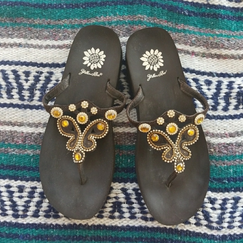 Yellow Box flip flops